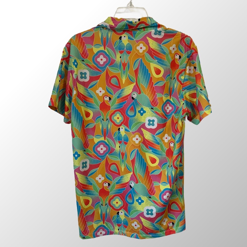 Kenny Flowers‎ Caribbean Parrots Mens Golf Polo Size Small Stretch - Picture 2 of 9